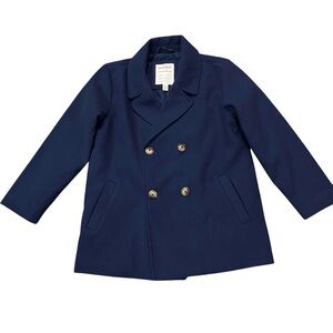 🆕 Cat & Jack Navy Blue Double Breasted Lined Pea Coat Side Entry Pockets Sz M/8